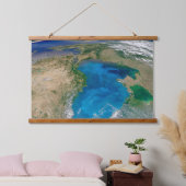 Blauer Phytoplankton blühen im Schwarzen Meer Wandteppich Mit Holzrahmen (Schlafzimmer)