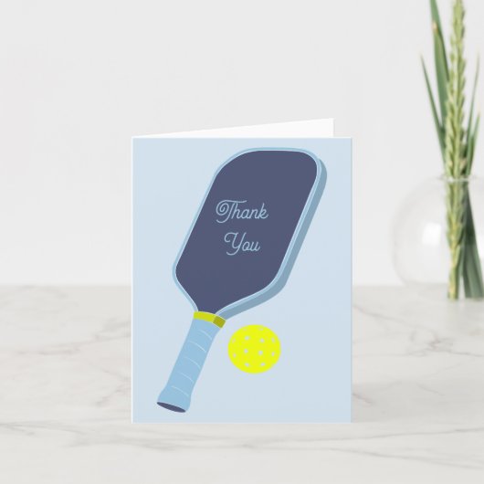 Blauer Pickleball-Schläger und Ball Dankeskarte (Vorderseite)