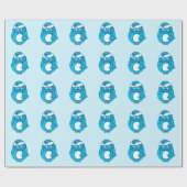Blauer Pinguin-Geschenkpapier Geschenkpapier (Flach)