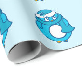 Blauer Pinguin-Geschenkpapier Geschenkpapier (Rolleneckpunkt)