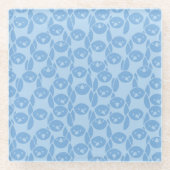 Blauer Pinguinmusterhintergrund Glasuntersetzer (Vorderseite)