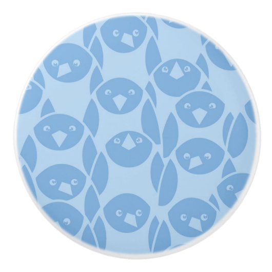 Blauer Pinguinmusterhintergrund Keramikknauf (Vorderseite)