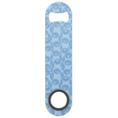 Blauer Pinguinmusterhintergrund Speed Flaschenöffner (Rückseite)