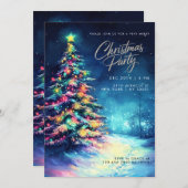 Blauer Pinienbaum, farbenfroher Weihnachtsbaum Einladung (Vorne/Hinten)
