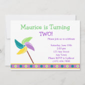 Blauer Pinwheel Einladung (Vorderseite)