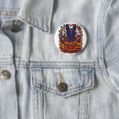 Blauer Pitbull Halloween Kürbisse Herbstlaub Flede Button (Beispiel)