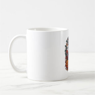 Blauer Pitbull Halloween Kürbisse Herbstlaub Flede Kaffeetasse
