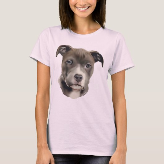 Blauer Pitbull Hund T-Shirt (Vorderseite)