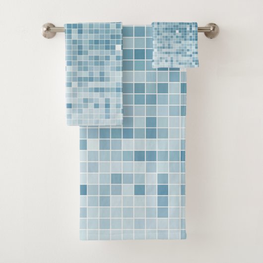 Blauer Pixel-Mosaikverlauf Badhandtuch Set (Insitu)