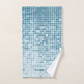 Blauer Pixel-Mosaikverlauf Badhandtuch Set (Handtuch)