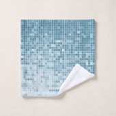 Blauer Pixel-Mosaikverlauf Badhandtuch Set (Waschlappen)