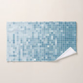 Blauer Pixel-Mosaikverlauf Badhandtuch Set (Handtuch)
