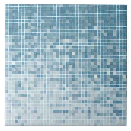 Blauer Pixel-Mosaikverlauf Fliese (Vorderseite)