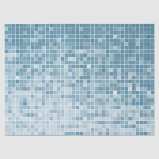 Blauer Pixel-Mosaikverlauf Seidenpapier (Vorderseite)