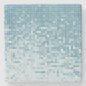 Blauer Pixel-Mosaikverlauf Steinuntersetzer (Vorderseite)