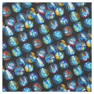 Blauer Planet Galaxie Aquarellkunst Stoff