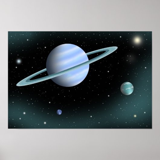 Blauer Planet mit Ring gekrönt. Poster (Vorne)