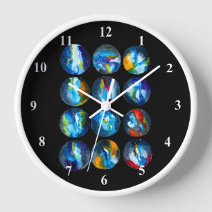 Blauer Planet Nebelgalaxie Aquarell Uhr