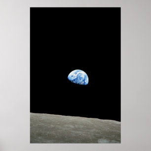 blauer Planet vom Mond aus Poster