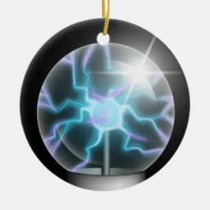 Blauer Plasma Ball Keramik Baum Ornament