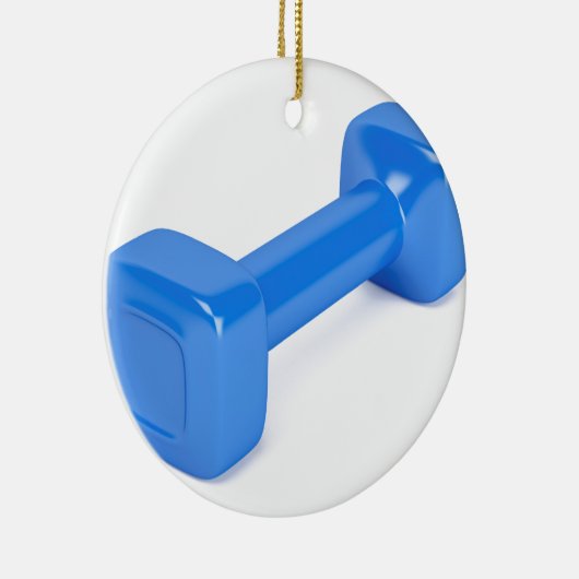Blauer Plastikdumbbell Keramik Ornament (Rechts)
