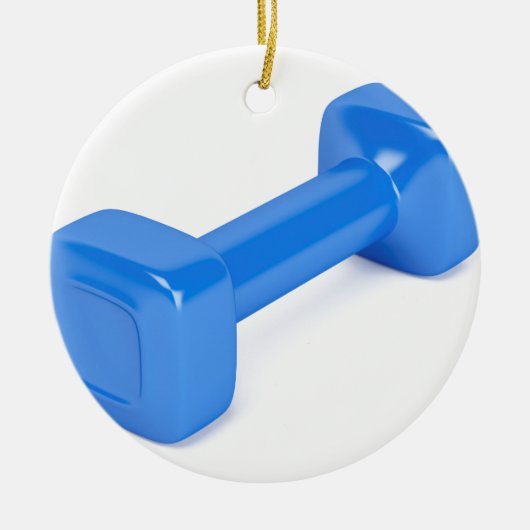 Blauer Plastikdumbbell Keramik Ornament (Vorne)