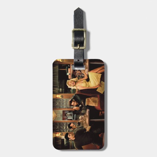 Blauer Plättchen Gepäckanhänger (Vorderseite vertikal)