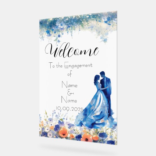 Blauer Plexiglas-Verlobung Acrylschild (Winkel)