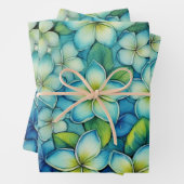 Blauer Plumeria Geschenkpapier Set (Beispiel)