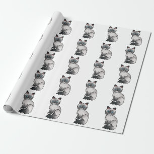 Blauer Point Tabby Birma / Ragdoll Süßes Katzenmus Geschenkpapier