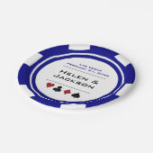 Blauer Poker Chip Las Vegas Wedding Pappteller (Schrägansicht)