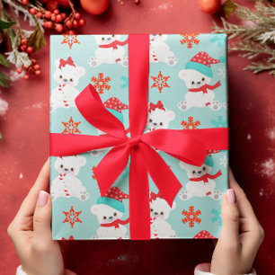 Blauer Polarbär-Feiertag Winter Weihnachten Geschenkpapier