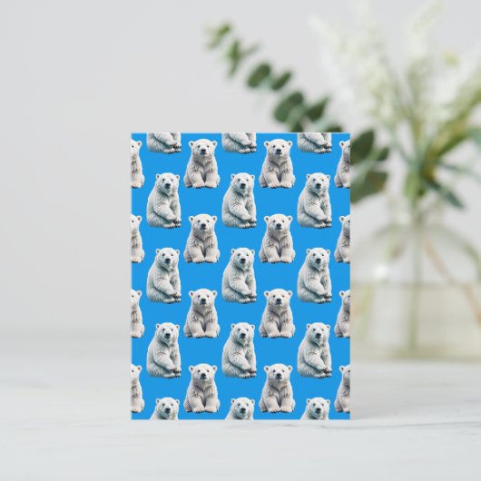 Blauer Polarbär-Musterentwurf Postkarte (Stehend Vorderseite)
