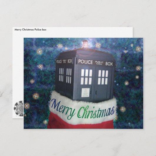 blauer Polizeikasten der frohen Weihnachten im (Vorne/Hinten)