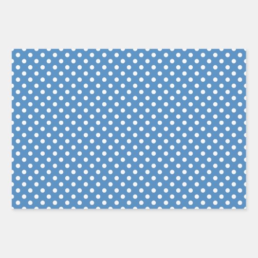 Blauer Polka-Dotstreifen Geschenkpapier Set (Vorderseite)
