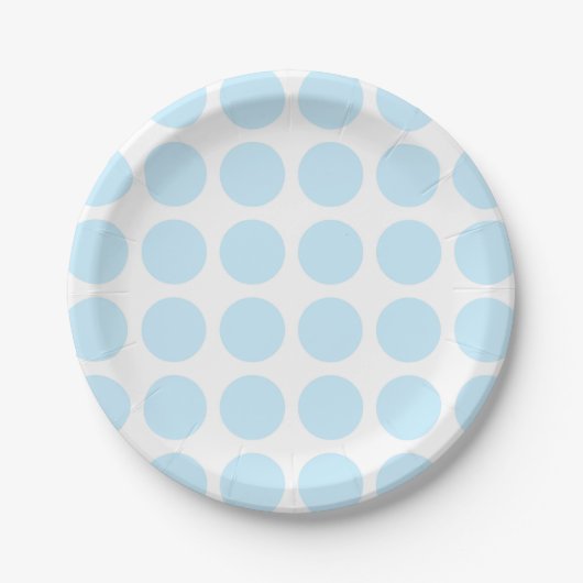 Blauer Polka-Punkt-PapierPastellTeller Pappteller (Vorderseite)