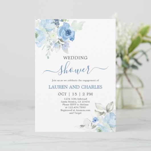 Blauer Polterabend Einladung (Stehend Vorderseite)