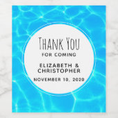 Blauer Pool Wasserspiegelung Hochzeit Weinetikett (Einzelnes Label)