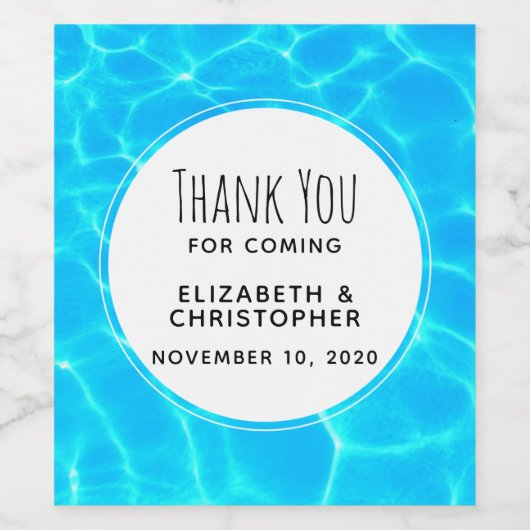 Blauer Pool Wasserspiegelung Hochzeit Weinetikett (Einzelnes Label)