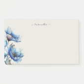 Blauer Poppy Floral Monogram Post-it Klebezettel (Vorderseite)