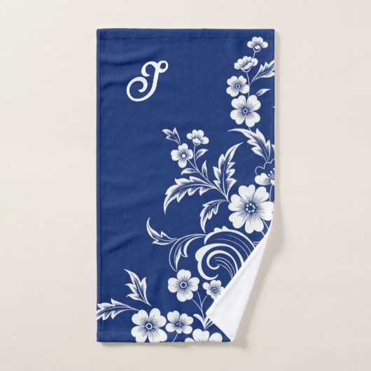 Blauer Porzellan Bloom Badhandtuch Set (Handtuch)