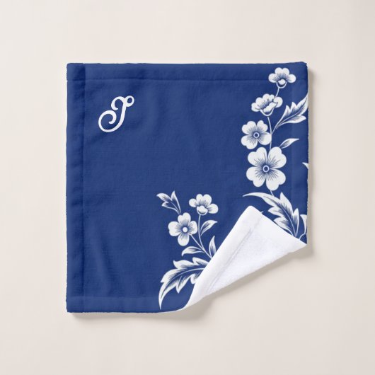 Blauer Porzellan Bloom Badhandtuch Set (Waschlappen)