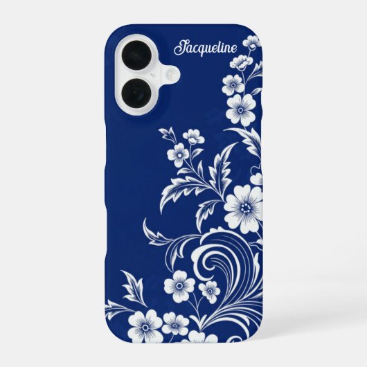 Blauer Porzellan Bloom iPhone 16 Hülle (Rückseite)