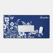 Blauer Porzellan Bloom Schreibtischunterlage (Tastatur & Maus)