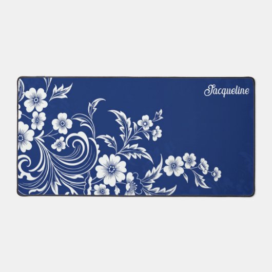 Blauer Porzellan Bloom Schreibtischunterlage (Vorderseite)