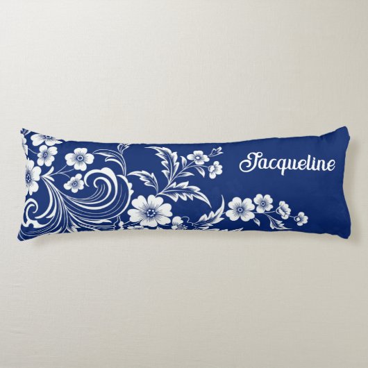 Blauer Porzellan Bloom Seitenschläferkissen (Vorderseite)