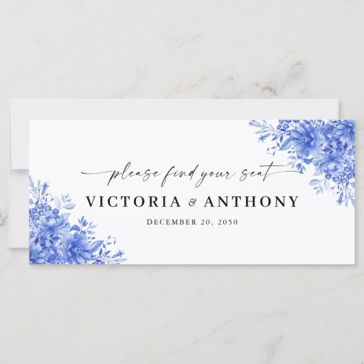 Blauer Porzellan Blumenschild (Vorderseite)