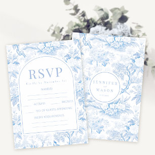 Blauer Porzellan boho Blumenhochzeit RSVP-Karten RSVP Karte