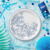 Blauer Porzellan Pappteller (Party)