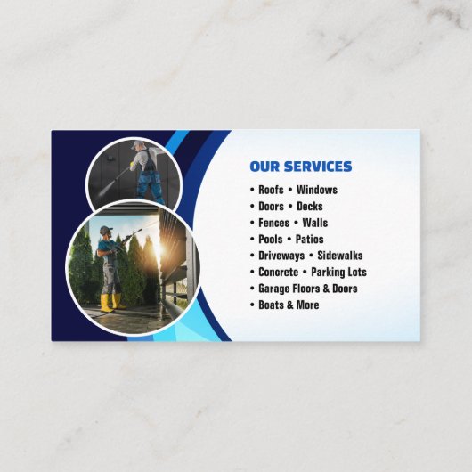 Blauer Power Wash Pressure Waschen Reinigung Visitenkarte (Rückseite)